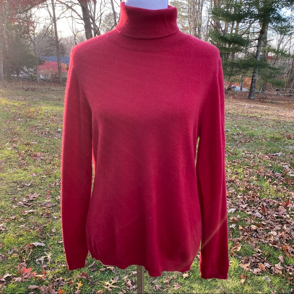FORTE CASHMERE SWEATER TURTLENECK RED LONG SLEEVE SIZE XL